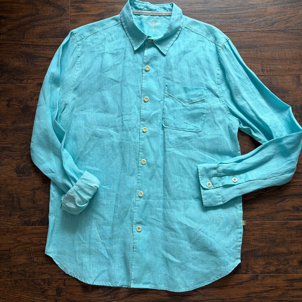 True Grit Linen Coastal Button Down Shirt